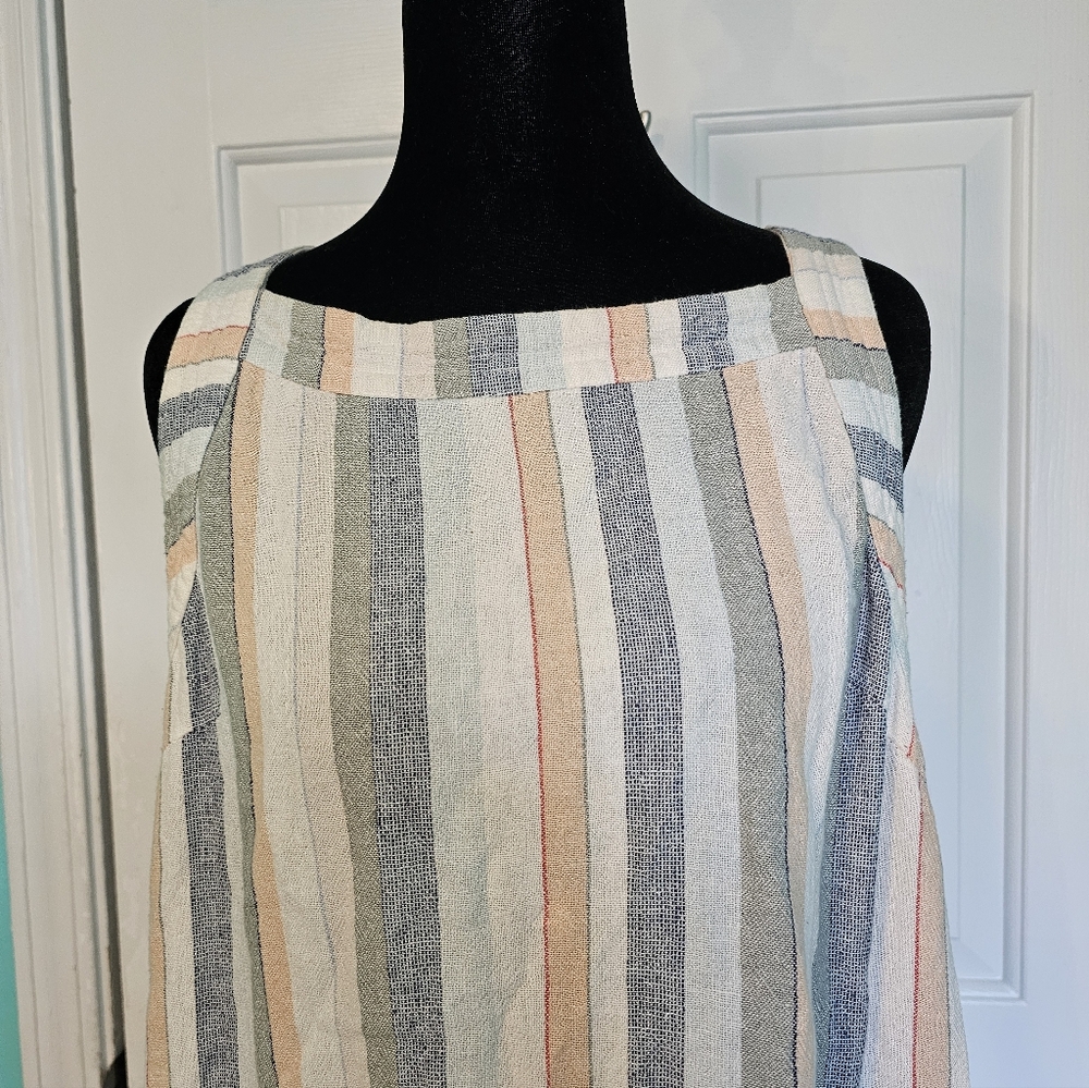 For Cynthia Multicolor Striped Linen Dress Women's Size L